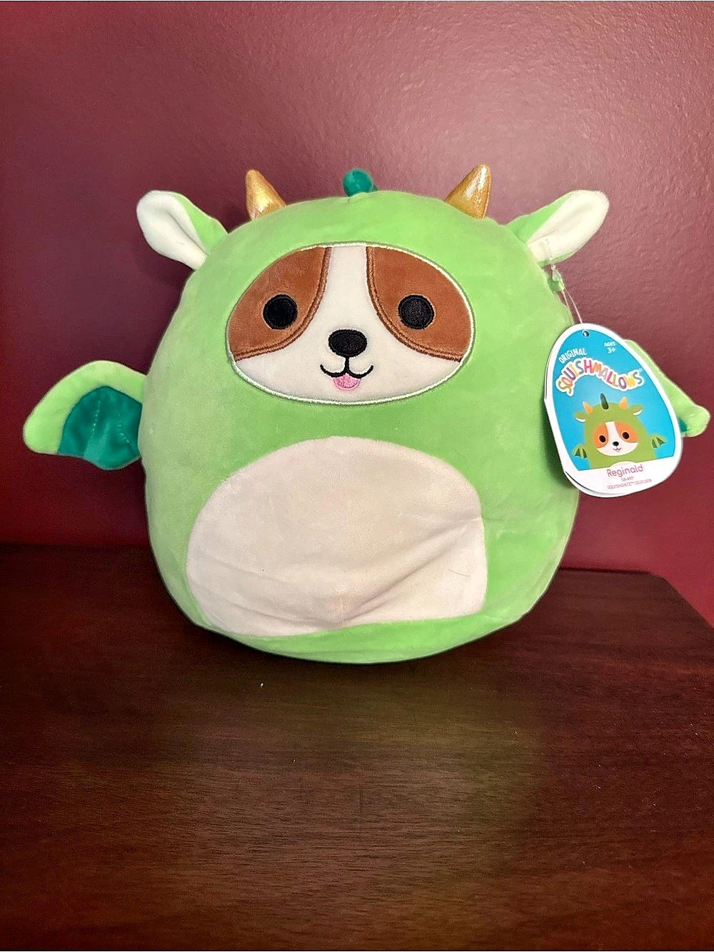 Squishmallows Reginald the Corgi in Green Dragon Costume Green Dragon Costume
